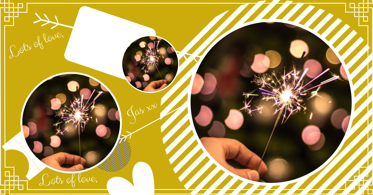3 images of the same stock photo of a sparkler, to celebrate being me.