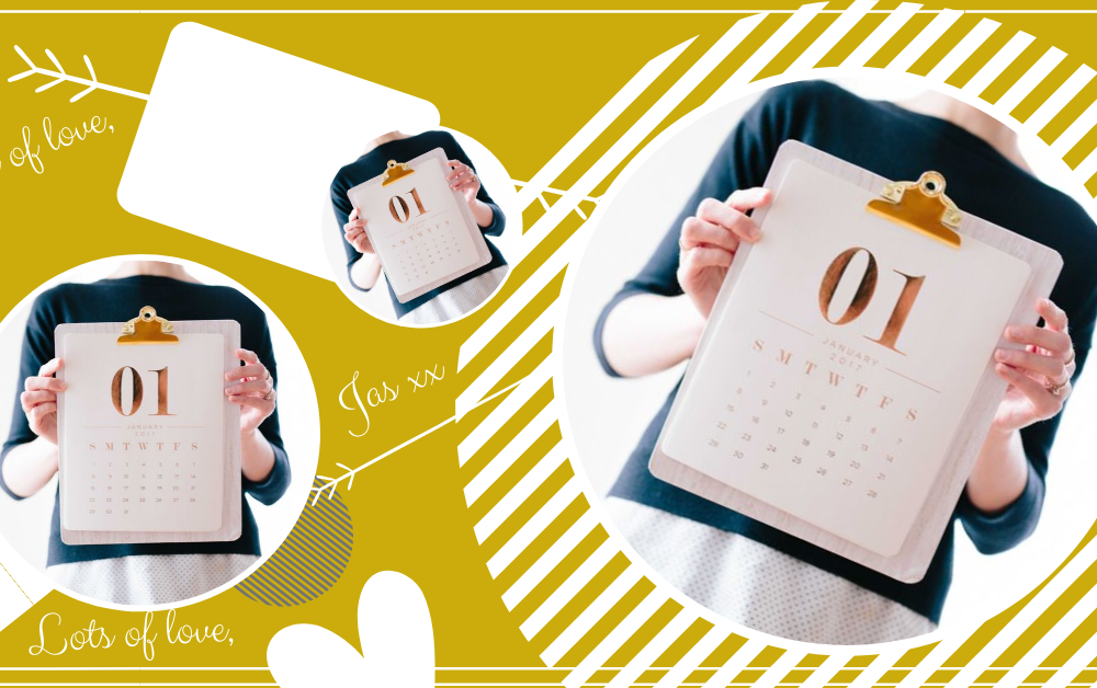 A compilation of images of a girl holding a calendar, symbolising project 2017