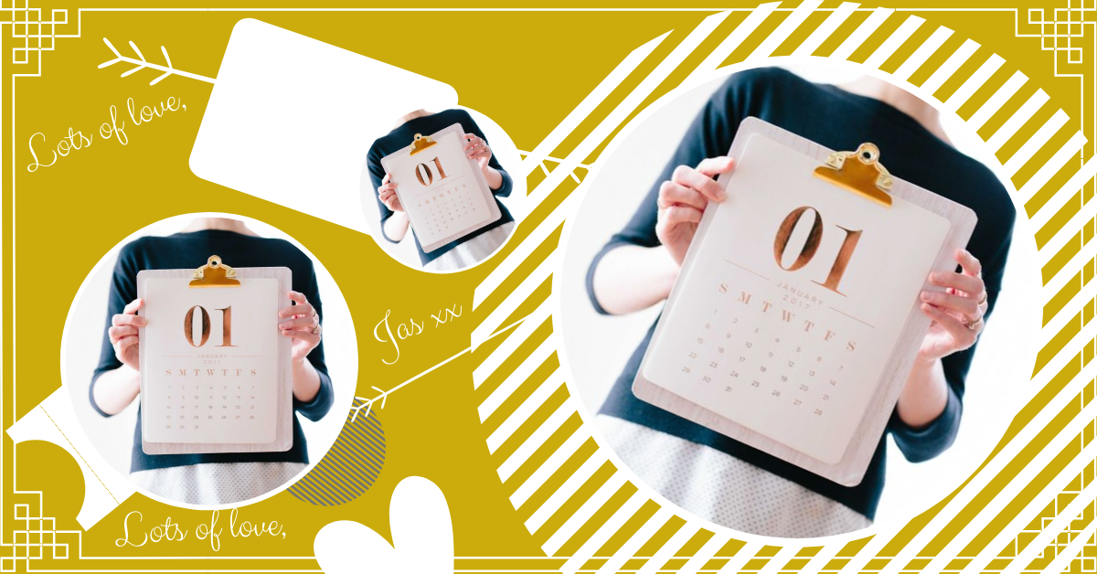 A compilation of images of a girl holding a calendar, symbolising project 2017