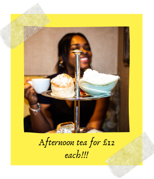 Caption reads: Afternoon tea for £12 each!!!