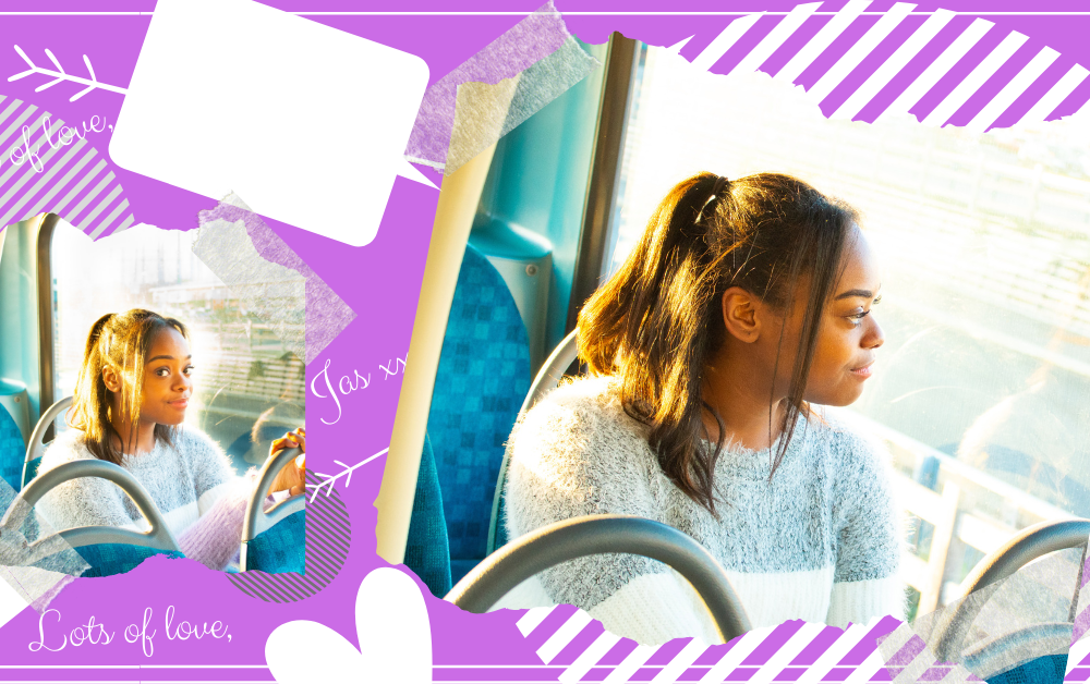 Featured image for post about next year: Author sitting on bus looking out the window