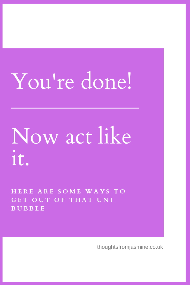 Pinterest pin. tect reads: You're done! Now act like it.