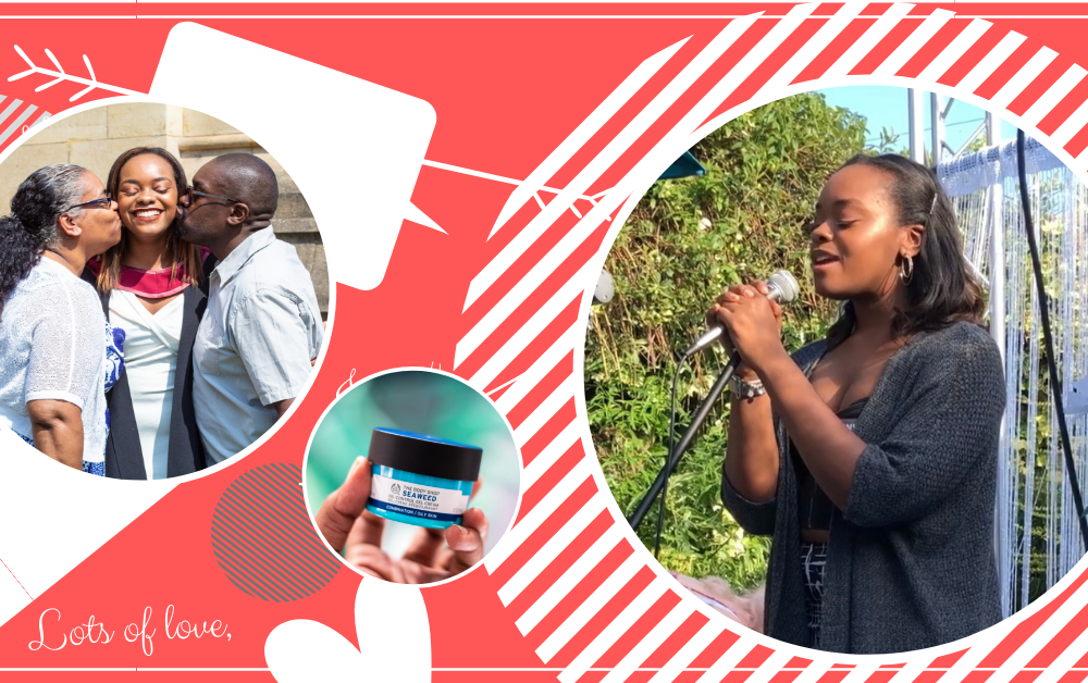 A compilation of the activities that I partook in in July. Photos include me in a graduation robe, a photo from a Body Shop event and a photo of me singing on a stage.