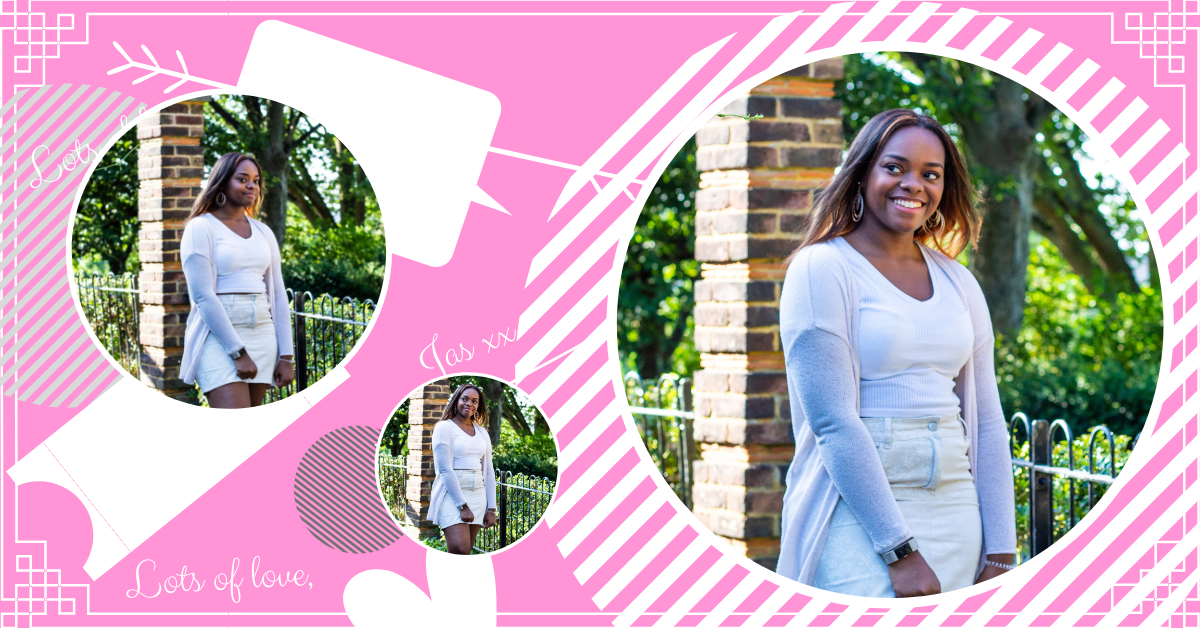 Compilation of images of me in an all white outfit in a forest, talking about being stuck in a rut