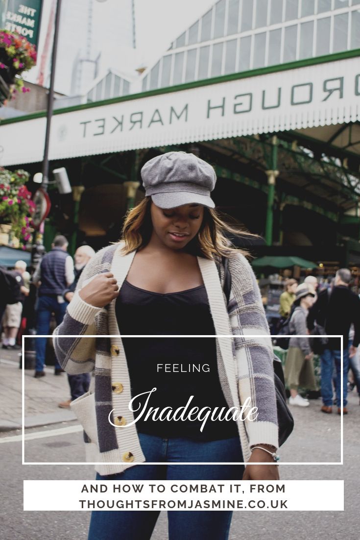 Pinterest Pin reads: Feeling Inadequate and how to combat that, with a link to my website