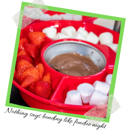Text reads: Nothings says bonding like fondue night