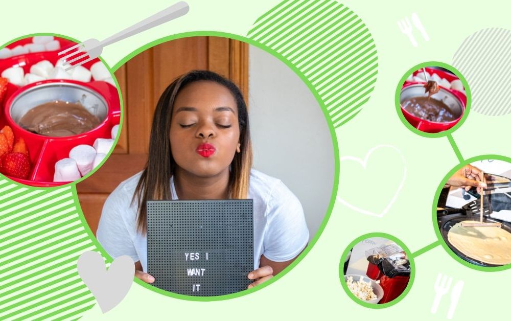 images of a popcorn maker, fondue maker and peg board, all from Yes I Want it to help you kit out your student flat.