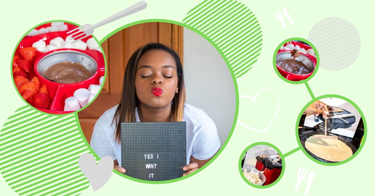 images of a popcorn maker, fondue maker and peg board, all from Yes I Want it to help you kit out your student flat.
