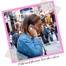 Text reads: Cute and discreet, love the colour (pale pink)