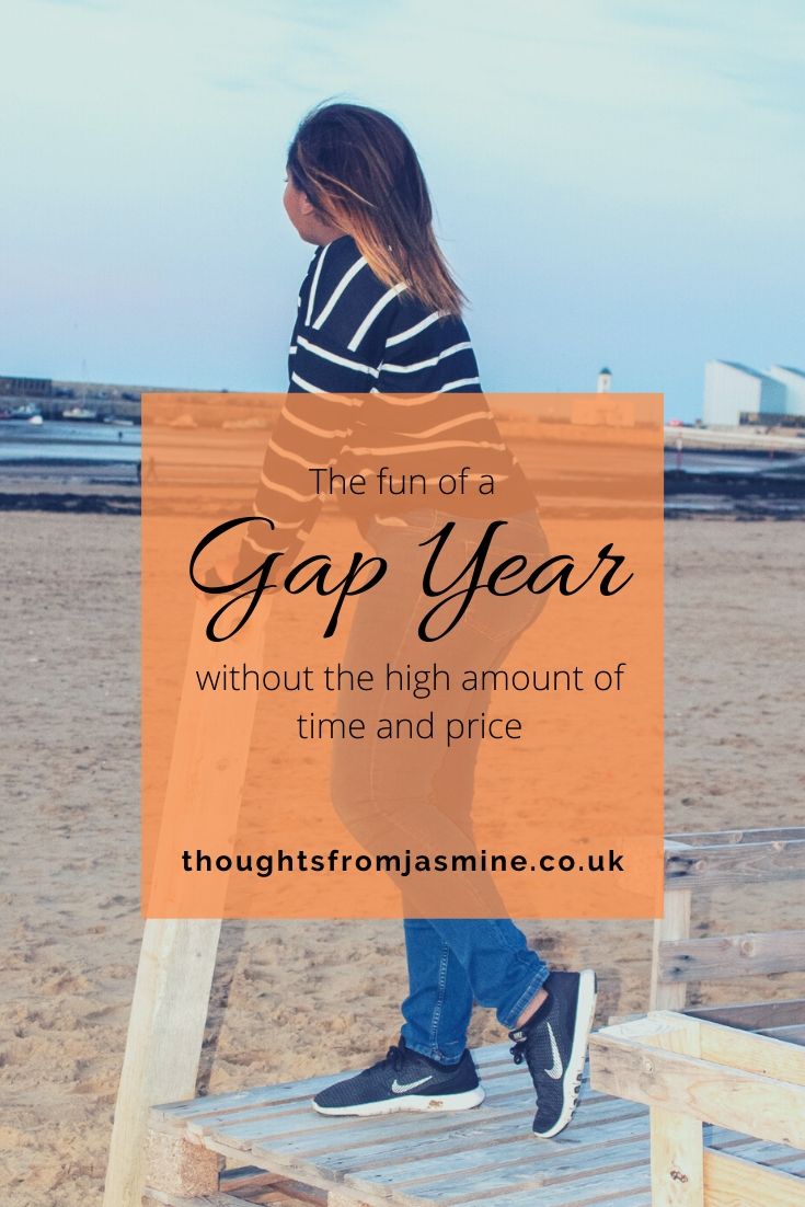 Pinterest pin. Text reads: The fun of a gap year without the high amount of time and price