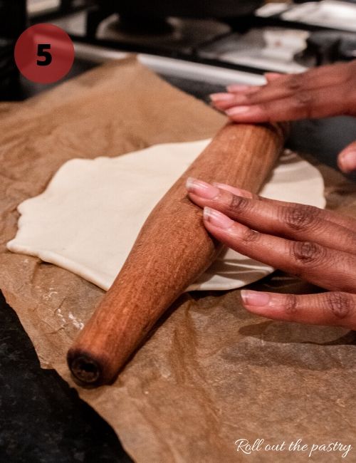 A photo of me rolling the pastry out for my christmas leftover pie