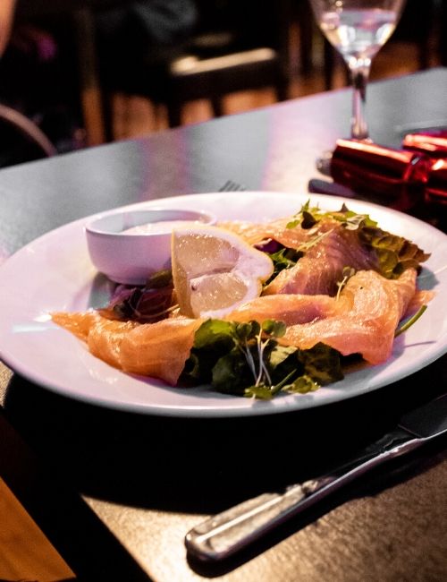 A photo of the salmon starter from the Sage & Chilli festive menu