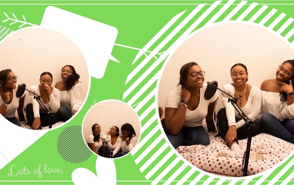 Cover image, featuring various photos of the three girls from Baby Got Books