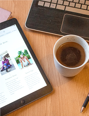 Carousel image for best laid plans post: shows close up image of blog and cup of coffee