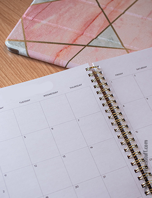 a photo of an empty calendar page indicating that someone should take a break