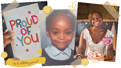 A collection of photos of both young and old me, highlighting the fact it is my birthday with a card